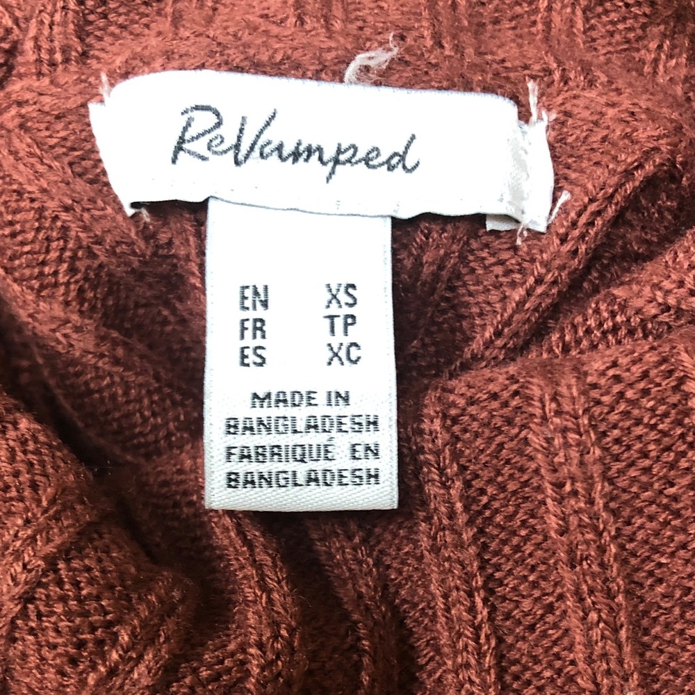 Revamped Women's Rust Copper Ribbed Knit Sweater